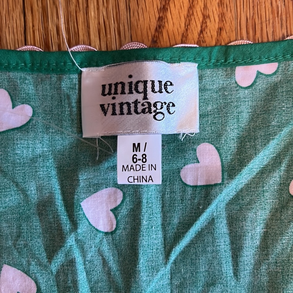 Unique Vintage Rockabilly green and pink heart print swing rockabilly dress - Picture 5 of 8